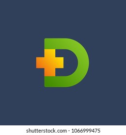 Letter D cross plus logo icon design template elements