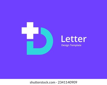 Letter D cross plus medical logo icon design template elements