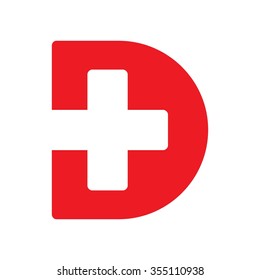 letter D with cross shape/ logo vector.