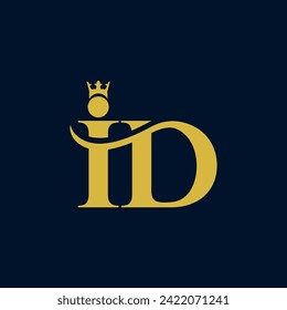 letter i d with crown logo design graphic template