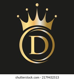 Letter D Crown Logo. Royal Crown Logo for Spa, Yoga, Beauty, Fashion, Star, Elegant, Luxury Sign