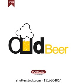 letter d in a cup of beer concept logo design