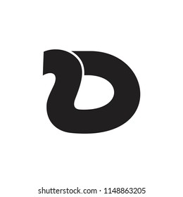 letter d curves dynamic design logo vector