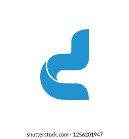 letter d curves geometric 3d logo vector