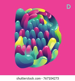Letter D with Curvy Style. Colourful Logo. Symbol D. Letter icon D.