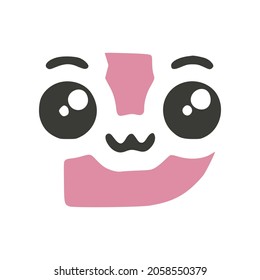 Letter D cute kawaii character, funny emoticon vector clip art.