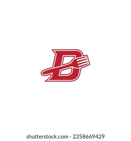 letter D and cutlery vector illustration for an icon,symbol or logo. suitable for restaurant logos, cafes or canteens