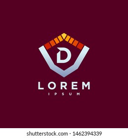Letter D Cyber, Security and power technology Logo Design Vector Template