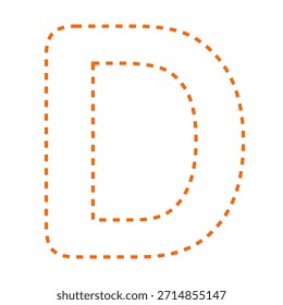 Letra D tracejada linha contorno vetor ilustração versão oranye