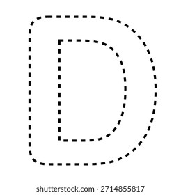 Letra D tracejada linha contorno vetor ilustração versão preto