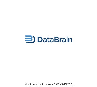 Logotipo del cerebro de la letra D Datos, vector del logotipo de la pantalla simple 