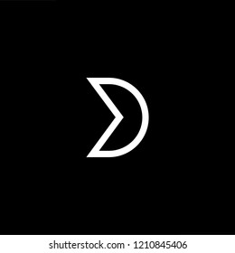 letter D DD minimalist art monogram arrow shape logo, white color on black background