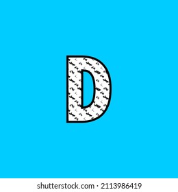 letter d decorated with transportation pattern. Vector cartoon english alphabet.