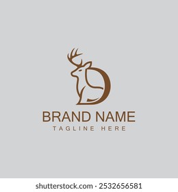 letter D and deer vector logo design