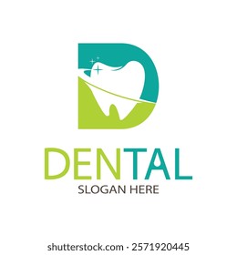 letter D dental logo design vector on white background