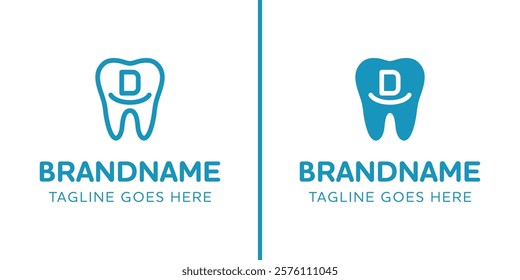 Letter D Dental Tooth Logo, symbolizing tooth, dental care and orthodontist