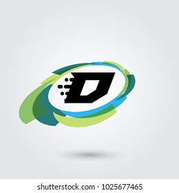 Letter D Design element. Vector oval illustration. Business logo.