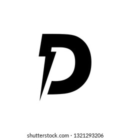 Letter D design lightning power symbol energy electricity logo icon bolt isolated on white background. Vector Illustration