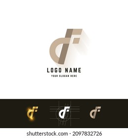 Letter d or df monogram logo with grid method design