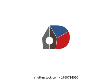letter D diagram pen logo design