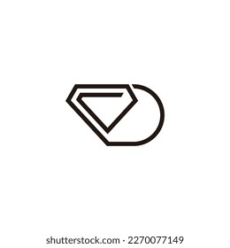 letter d diamond geometric line logo vector 