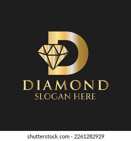 Diseño del logotipo del diamante de la letra D. Logotipo De Joyería Con Plantilla De Vector De Icono De Diamante