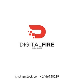 LETTER D FOR DIGITAL FIRE LOGO DESIGN