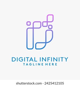 Letter D for digital infinity logo design