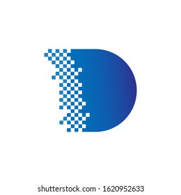 letter d digital logo with abstract concept. blue isolated white textiles. for company and graphic design. illustration vector