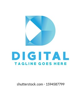 Letter D For Digital Logo Design Company And Business