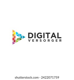 letter d digital logo design graphic template
