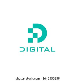 letter d digital logo icon