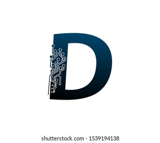 Letter D Digital Network , Technology and digital abstract line connection vector logo. (sign, symbol, icon, design element). New Technology design.