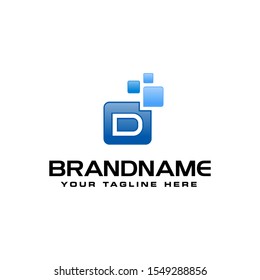 Letter D Digital Pixel Square Symbol Vector design template