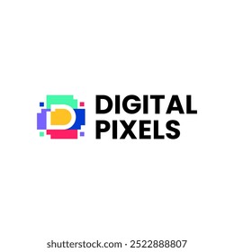 Letter D Digital Pixels, technology logo design
