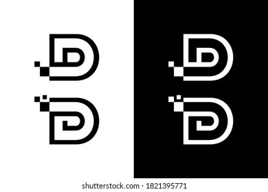 Letter D digital symbol for design concept. Very suitable in various business purposes, also for icon, logo symbol, technology and many more.