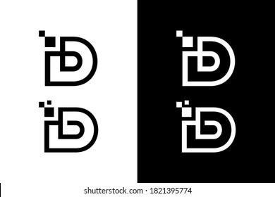 Símbolo digital de la letra D para el concepto de diseño. Muy adecuado para diversos fines comerciales, también para ícono, logotipo, tecnología y muchos más.
