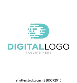  letter D digital technology logo icon vector design. Digital logo. Pixel art. digital letter D icon template for technology. Pixel logotype