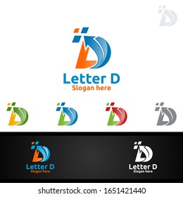 Letter D for Digital Vector Logo, Marketing, Financial, Advisor or Invest Design Icon