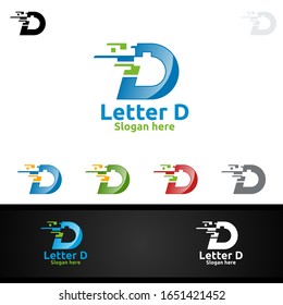 Letra D para el logotipo de vectores digitales, marketing, finanzas, asesor o icono de diseño de inversión