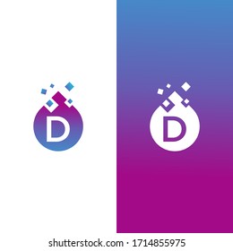 letter d digital waterdrop vector