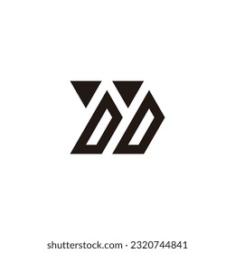 Letter D direction, double geometric symbol simple logo vector