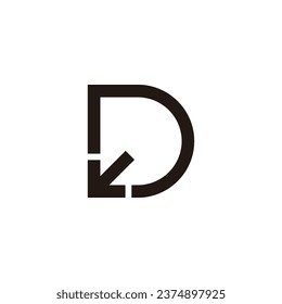 Geometrisches Symbol der Buchstaben D-Richtung mit einfachem Logo, Vektorgrafik