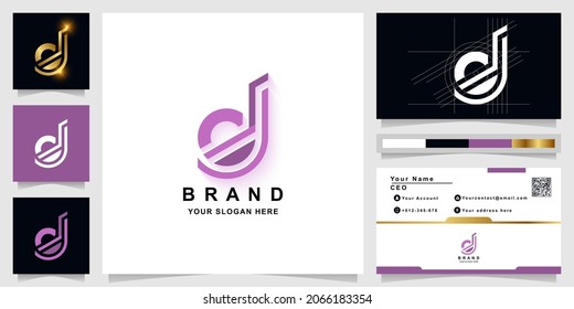 Letter d or dj monogram logo template with business card design