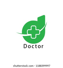 letter d doctor plus medical logo vector