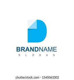 Letter D, Document Logo With Paper Symbol