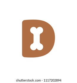 letter D dog brown logo vector template icon design