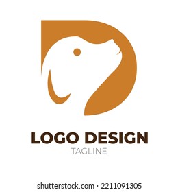 letter D with Dog Logo Design for Pet Shop