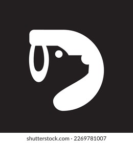 plantilla de diseño de logotipo de perro letra d imagen vectorial