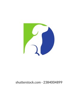 letter d and dog logo vector	